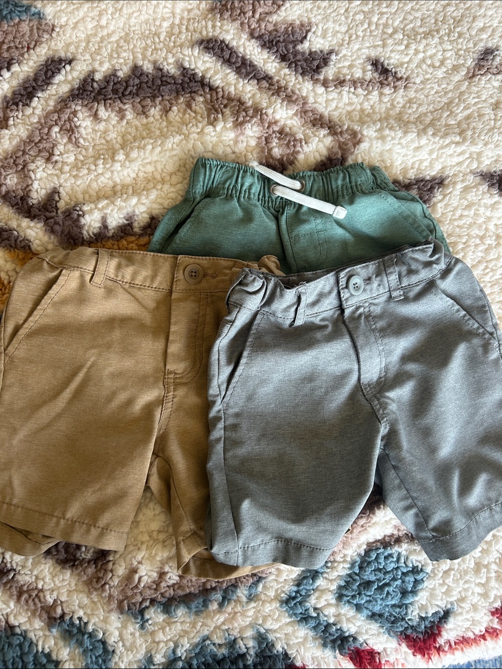 Cat & Jack 3-Pack Kids' Shorts in Green, Tan & Gray